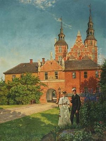 A Student And His Fiancee In Rosenborg Castle Gardens - view 1