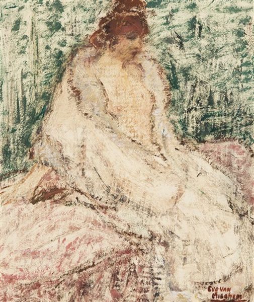 Young Woman Sitting On A Sofa - view 1