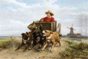 A Boy In His Dog-cart On A Moor Path