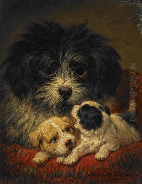 Hundemutter Mit Zwei Welpen - view 1