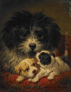 Hundemutter Mit Zwei Welpen
