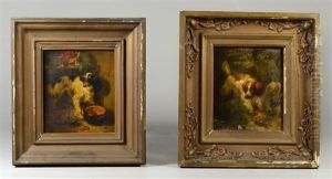 Two Paintings Of Dogs by Henriette Ronner-Knip