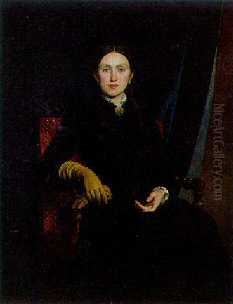Portrait Of A Lady, Seated In A Dark Dress - view 1