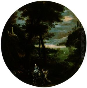 Viandanti In Un Paesaggio Boscoso by Don Giuseppe Ronzelli