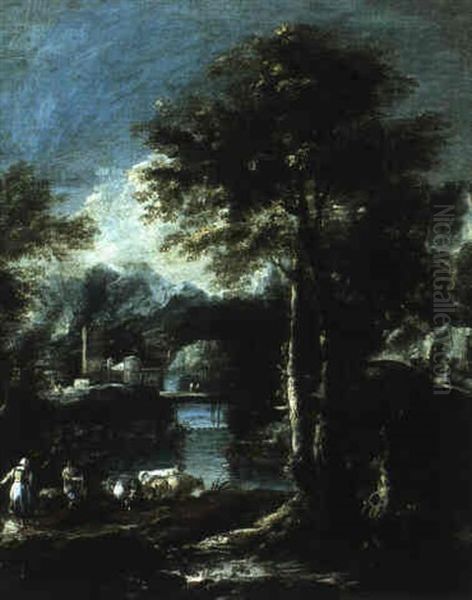 Italienische Landschaft Mit Hirtenpaar - view 1