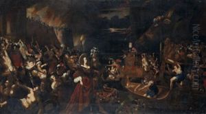 Enlevement D'helene by Jacob Ignatius Roore