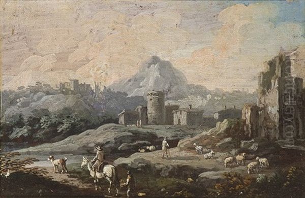 Paisaje Con Rebano De Ovejas Y Otros Personajes - view 1