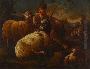 Hirte Mit Ziegen by Cajetan Roos