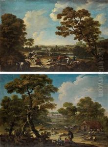 Paysages Animes (pair) by Cajetan Roos