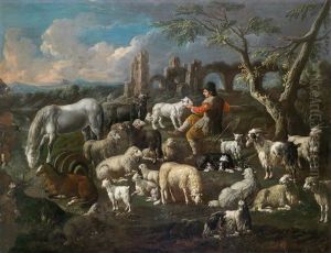 Landschaft Mit Einem Hirten Und Seiner Herde Vor Ruinen Landschaft Mit Einem Hirten Und Seiner Herde Vor Ruinen