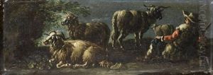 A Shepherd Tending His Flock by Cajetan Roos