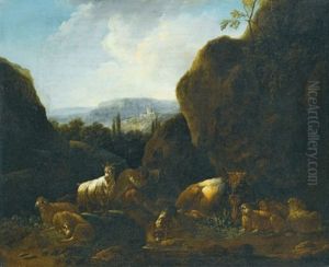 A Landscape With A Flock Of Sheep And Goats (2 Works) A Landscape With A Flock Of Sheep And Goats (2 Works)
