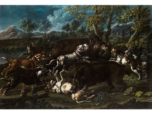 Wildschweinjagd by Cajetan Roos