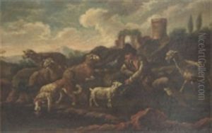 Klassicerande Landskap Med Herde Och Boskap by Cajetan Roos
