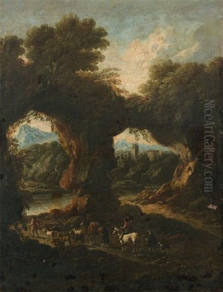 Paysage Aux Voyageurs Et Rochers - view 1