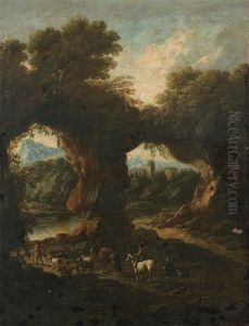 Paysage Aux Voyageurs Et Rochers Paysage Aux Voyageurs Et Rochers