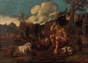 Landschaft Mit Hirte Und Tieren by Cajetan Roos