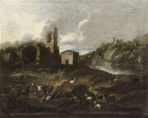 Paesaggio Con Animali E Pastori by Cajetan Roos