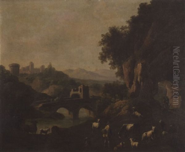 Italienische Landschaft Mit Vieh Und Hirte - view 1