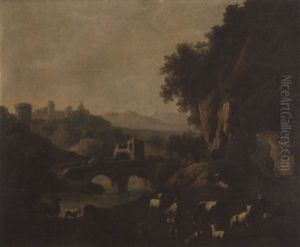 Italienische Landschaft Mit Vieh Und Hirte by Cajetan Roos