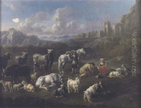 Moutons Dans Un Paysage - view 1
