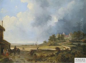 Weite Hollandische Landschaft Mit Gehoft Und Herrenhaus Auf Einer Anhohe
