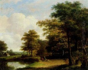Landskab Og Vej Gennem Skoven by Cornelis Francois Roos