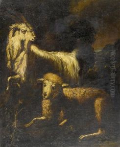 Schafe In Einer Landschaft (pair) by Jacob (Rosa di Napoli) Roos