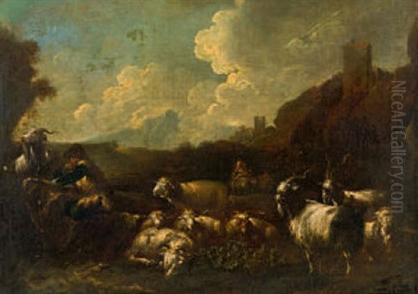 Landschaft Mit Hirten, Ziegen Und Schafen - view 1