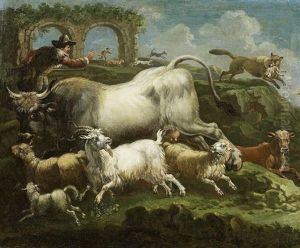 Hirtenszenen (2 Works) by Jacob (Rosa di Napoli) Roos