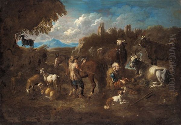Pastori E Animali In Un Paesaggio - view 1