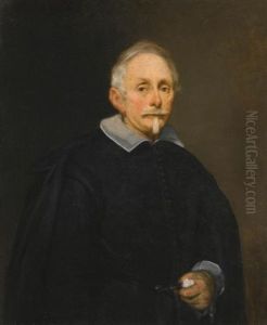 Portrait Of A Man, Half Length, Wearing A Black Shirt