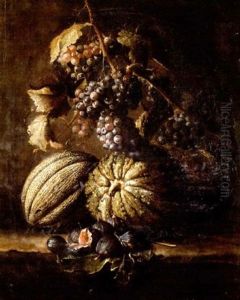 Melons, Grapes And Figs On A Ledge