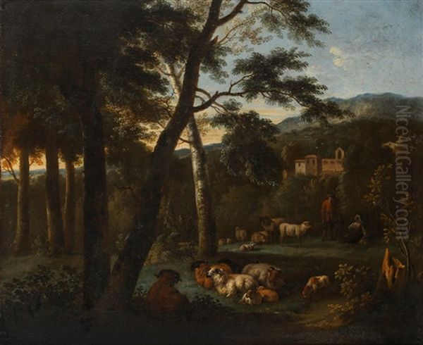 An Italianate Landscape With Shepherds And Their Flock - view 1