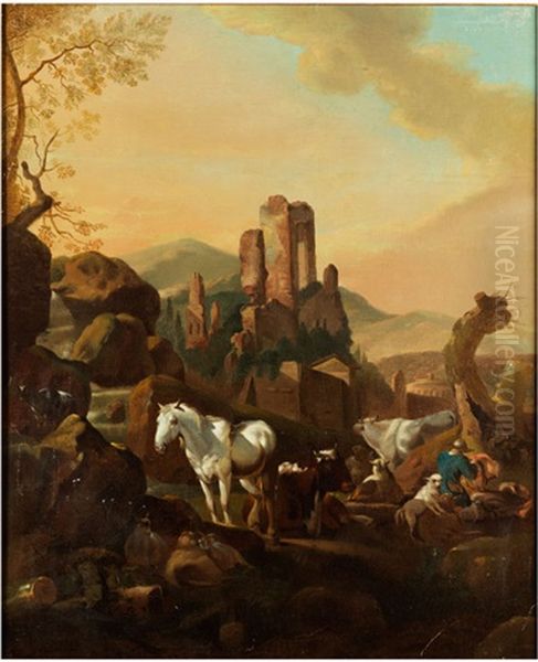 Schimmel Und Kuhe In Bergiger Landschaft - view 1