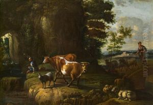 Landschaft Mit Fischer Und Herde by Johann Heinrich Roos