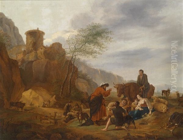Berglandschaft Mit Lagernden Hirten Und Vieh - view 1