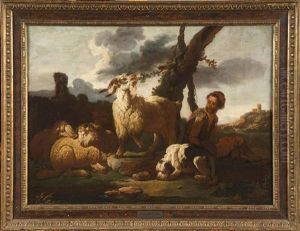 Berger Et Son Troupeau by Johann Heinrich Roos