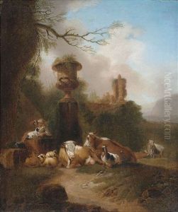 Hirtenidylle In Der Romischen Campagna by Johann Heinrich Roos