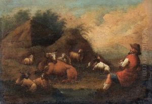 Schafer Mit Seiner Herde by Johann Heinrich Roos