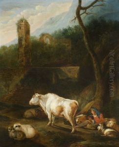 Tiere Und Hirten Bei Der Mittagsrast
