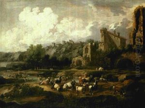 Paessaggio Italiano Con Armenti by Johann Heinrich Roos