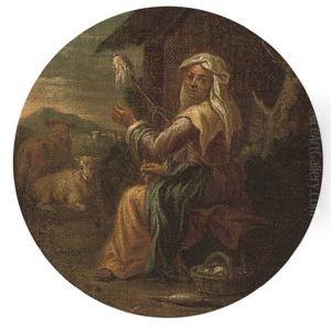 A Landscape With A Woman Spinning Wool (+ A Landscape With A Cobbler; Pair)