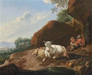 Hirtenidylle In Der Romischen Campagna by Johann Heinrich Roos