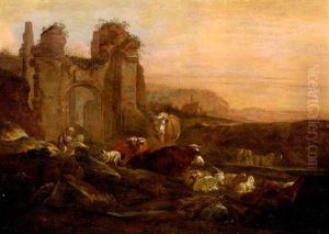 Landliche Idylle In Abendlicher Ruinenlandschaft
