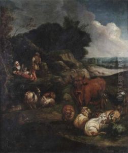 Ruhende Herde In Campagnalandschaft