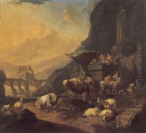 Capriccio Con Pastori E Armenti Presso Una Fontana Nella Campagna Laziale by Johann Heinrich Roos