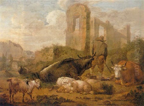A Shepherd With His Herd - view 1