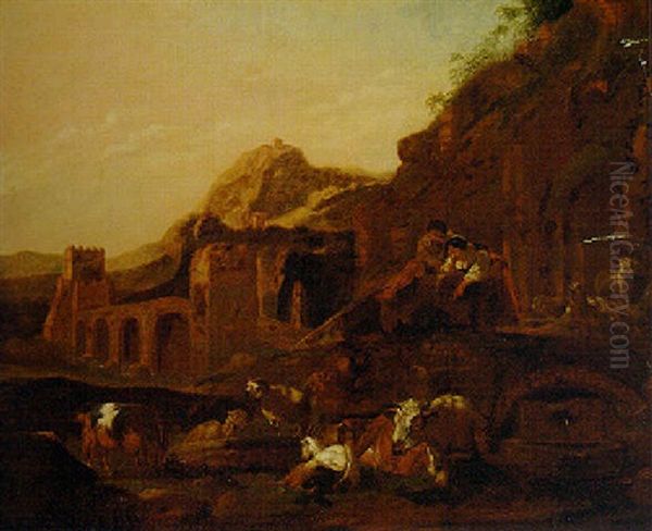 An Italianate Landscape With A Shepherd And Shepherdess Amongst Ruins - view 1