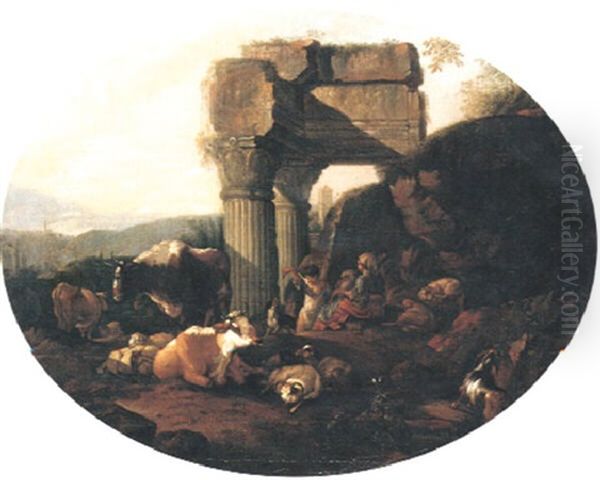 Ruinlandskap Med Boskap - view 1